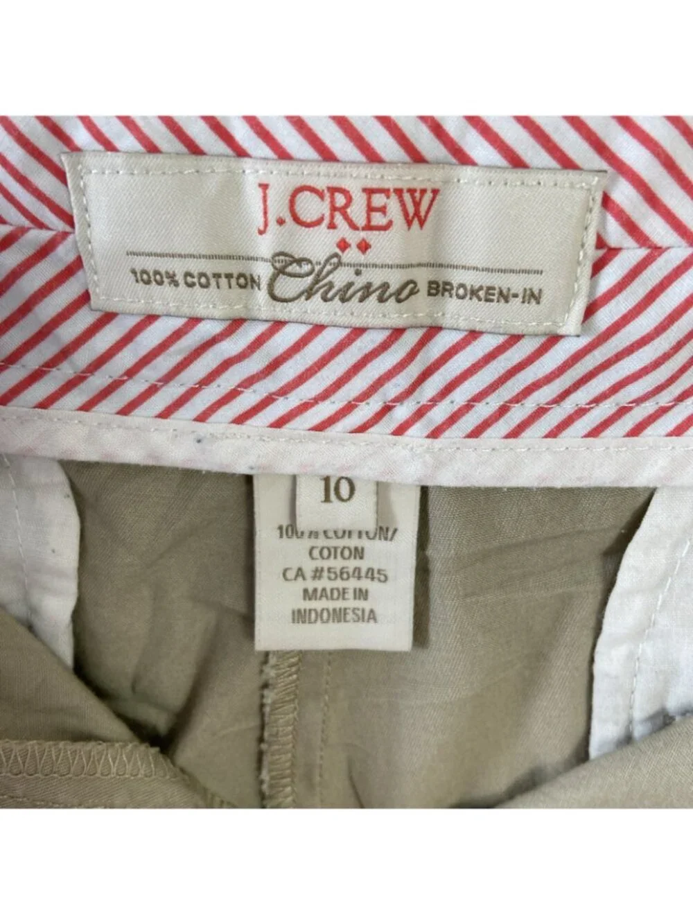 J. Crew Chino Broken In Casual Khaki Tan Shorts Size 10 preppy coastal summer